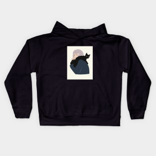 Holding black cat Kids Hoodie